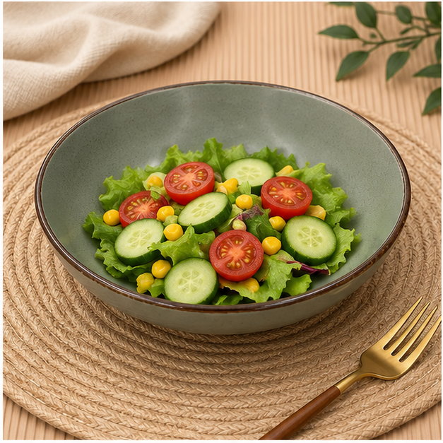 Green Ceramic Serving Bowl for Dining and Serving (YM1450)