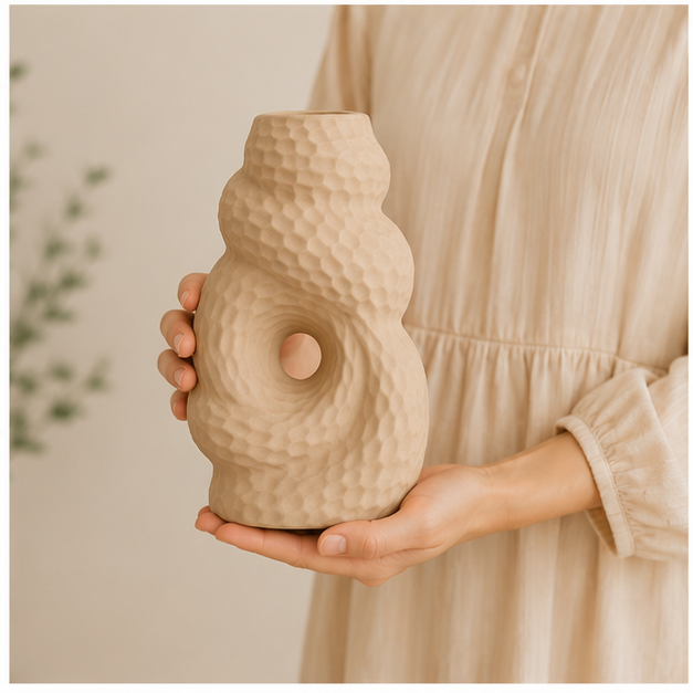 Light Brown Ceramic Flower Vase for Modern Home Décor (YM2353)