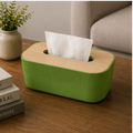 Tissue Paper Box with Wooden Lid Green (YM2712)