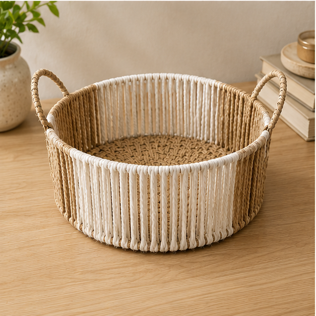 Handwoven Jute Rope Laundry & Storage Basket with Handles (YM913)