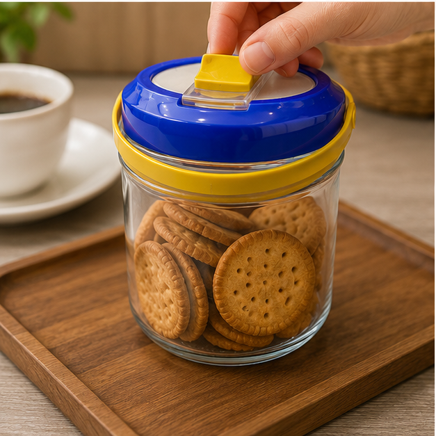 Blue Glass Jar 1000ML for Kitchen Storage and Organization (YM1380)