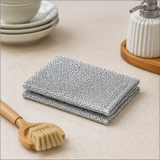 Silver Clean Dish Scrub Cloth (YM1217)