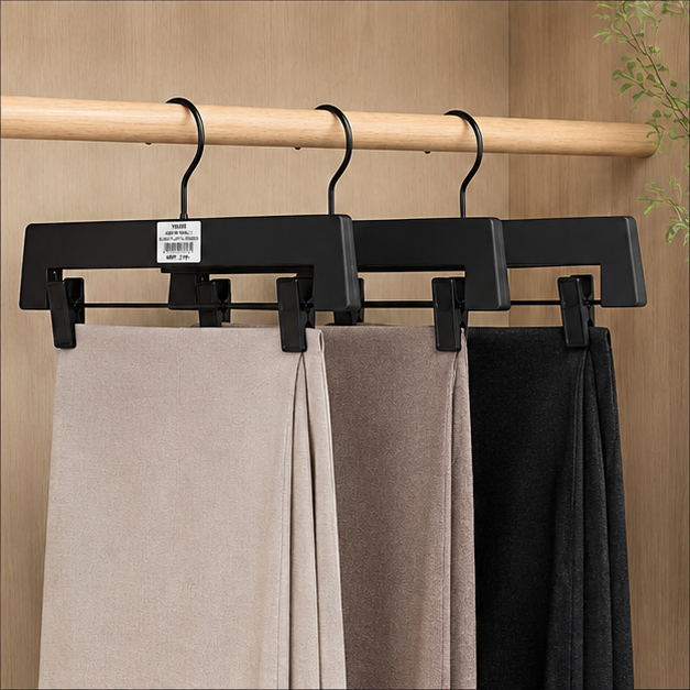 Black Plastic Straight Bar Clothes Hanger (YM438)