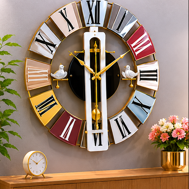 Modern Multi Color Wall Clock for Home & Living Decor (YM1095)