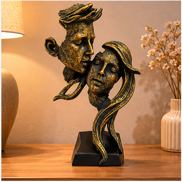 Dual Tone Gold Abstract Couple Sculpture (YM2316)