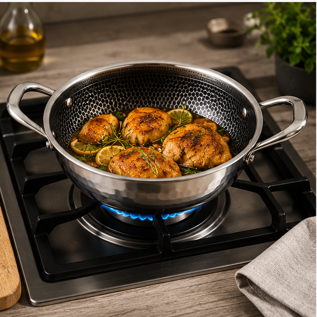 Cooking Pan 1200ML Stainless Steel (YM1583)