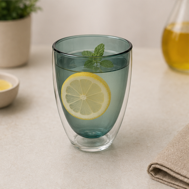 Green Glass Cup for Everyday Drinks and Beverage Use (YM1685)