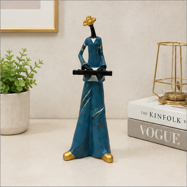 Elegant Blue Lady Figurine Décor (YM1156)