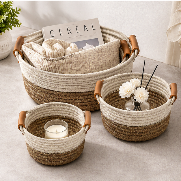 Laundry Basket Brown Set of 3 (YM1880)