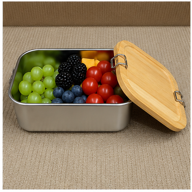 Stainless Steel Food Storage Container with Wooden Lid (YM2145)