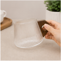 Ribbed Glass Coffee Cup with Wooden Handle (YM2452)
