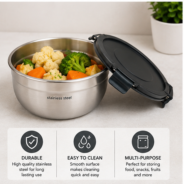 Stainless Steel Food Storage Container Set of 3 (YM2072)