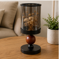 Modern Black Hurricane Candle Holder with Glass Shade (YM2273)