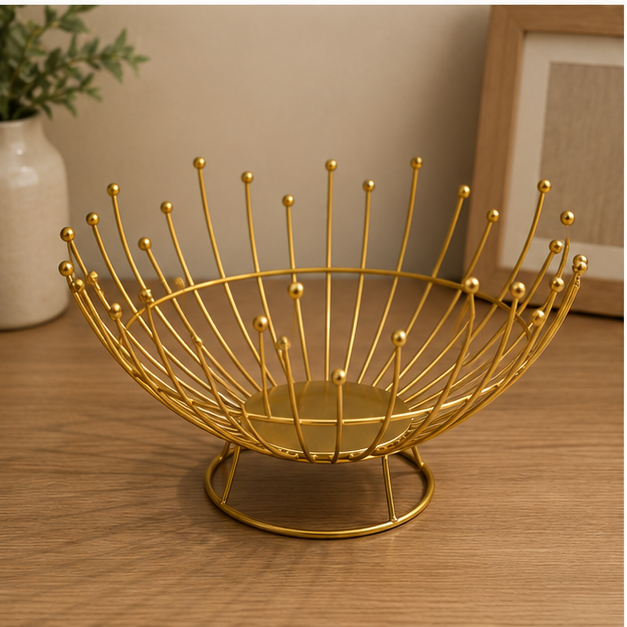 Decorative Metal Fruit Basket Gold (YM112)