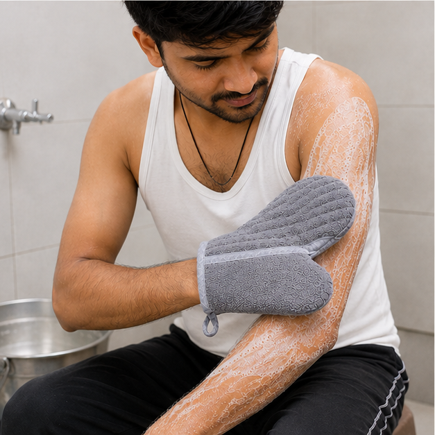 Bath Scrub Glove Grey (YM737)