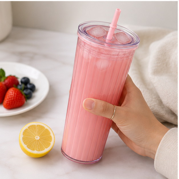 Plastic Water Tumbler with Straw for Daily Hydration & Travel (YM494)