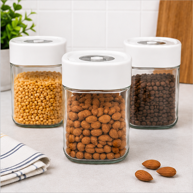 White Plastic Storage Jar 1000ml (YM1238)