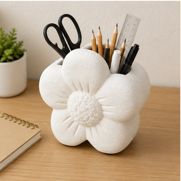 Flower Shaped Decorative Vase Off White (YM2368)