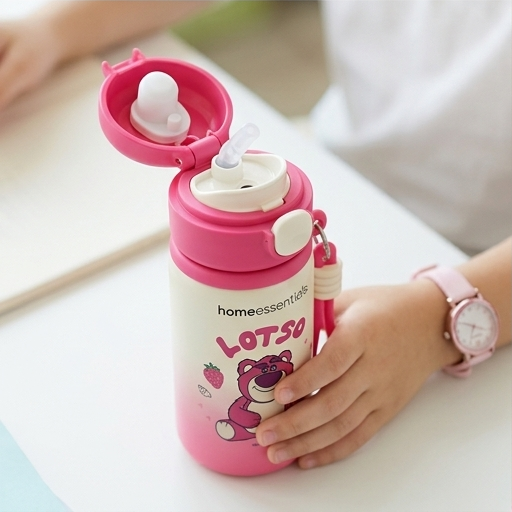 Cute Pink 500ML Kids Sipper Bottle with Lotso Design (YM1509)