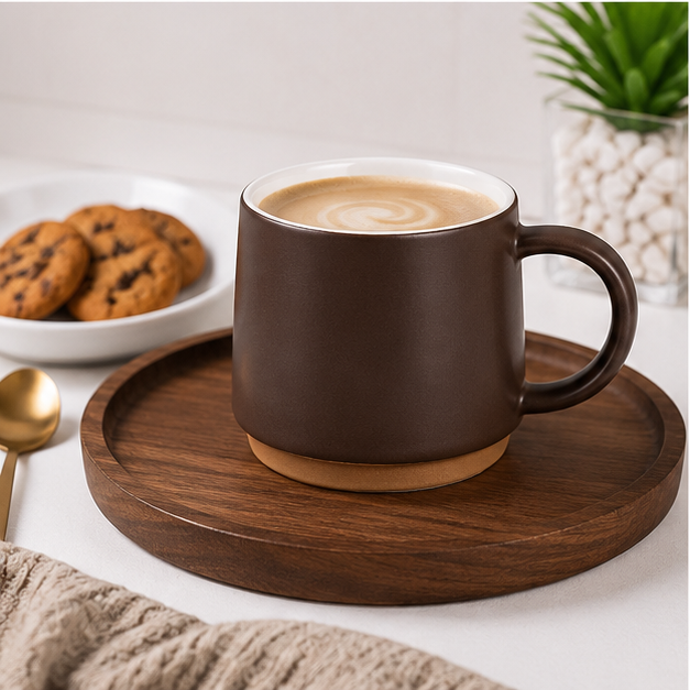 Brown Ceramic Beverage Mug with Handle (YM1736)