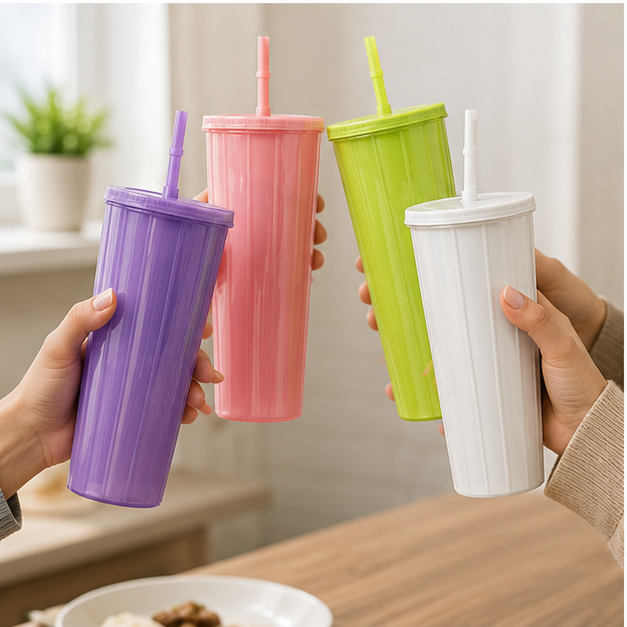 Plastic Water Tumbler with Straw for Daily Hydration & Travel (YM494)