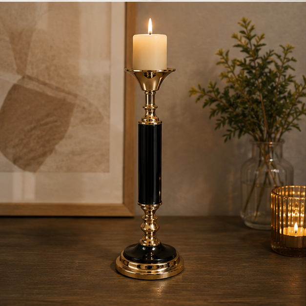 Modern Glass Stem Pillar Candle Holder (YM1128)