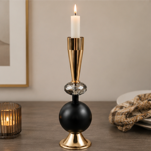 Modern Decorative Candle Holder Black & Gold (YM1132)