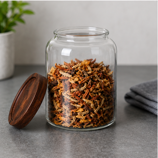 Glass Storage Jar with Wooden Lid (YM2449)