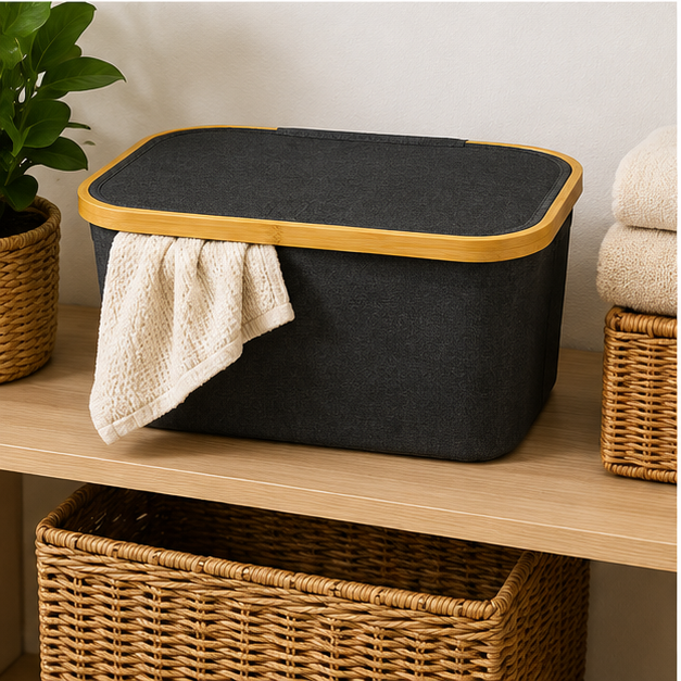Black Laundry Basket for Clothes Storage (YM1897)