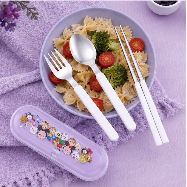 Kids Cutlery Set with Case – Purple (YM2496)