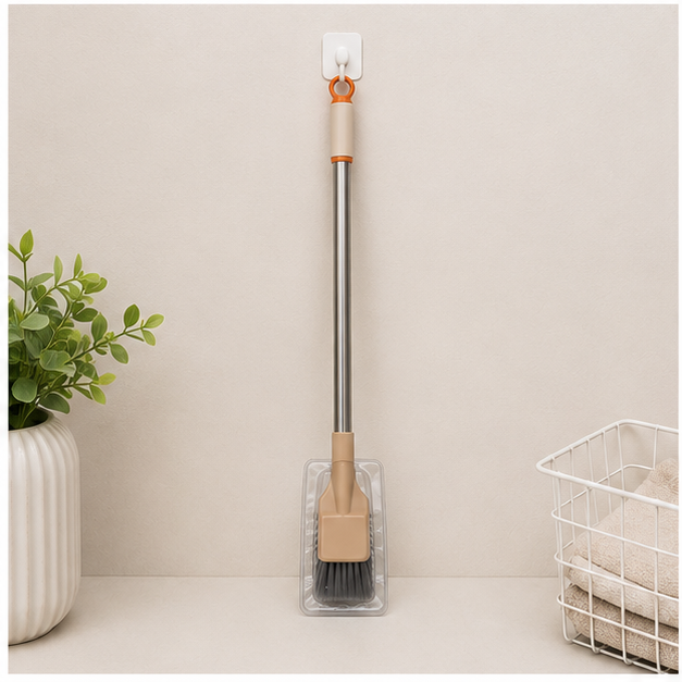 Beige Cleaning Brush with Long Handle (YM565)