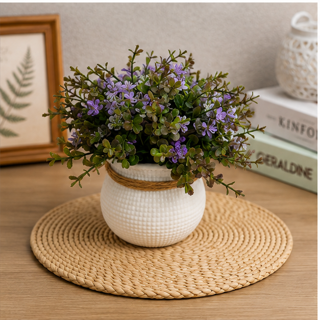 Artificial Floral Plant in Decorative White Pot (YM1001)