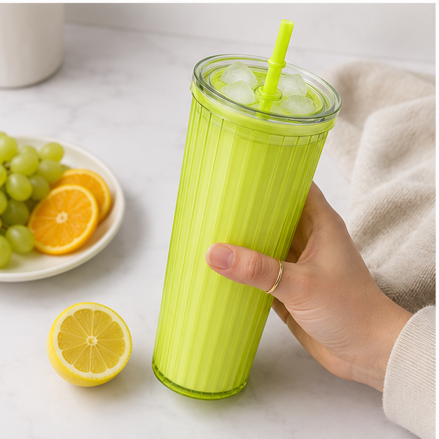 Plastic Water Tumbler with Straw for Daily Hydration & Travel (YM494)