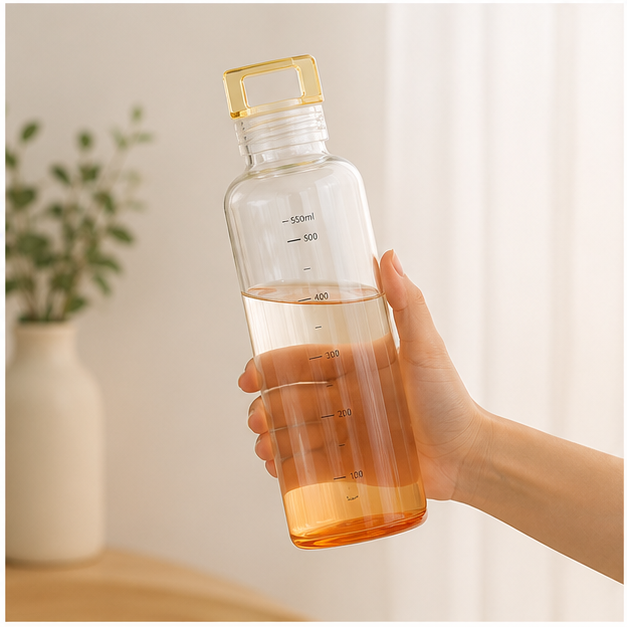 Orange Glass Water Bottle 550ML (YM2175)