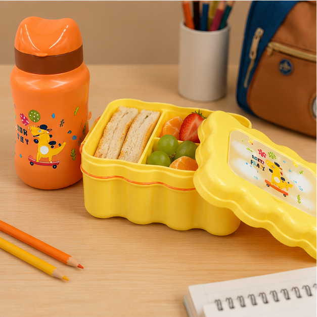 Yellow Kids Lunch Box with Water Bottle Set (YM701)