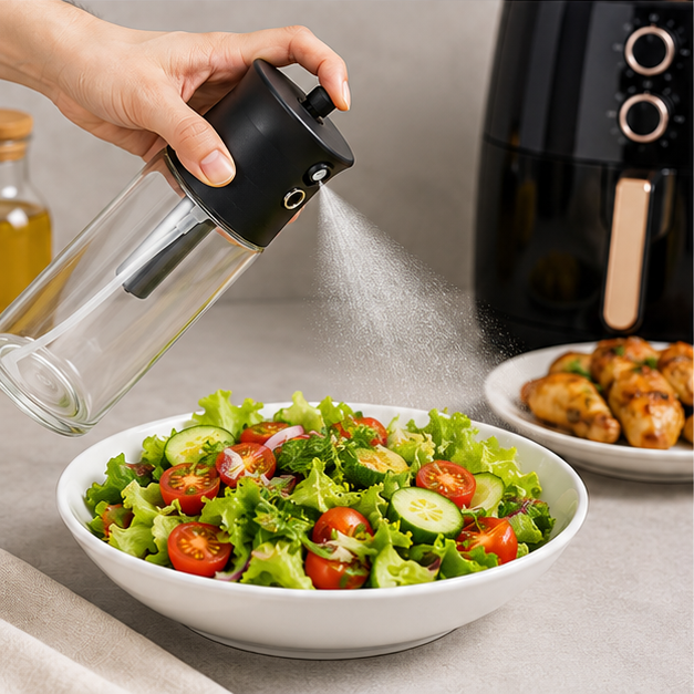 Transparent Glass Oil Sprayer Bottle with Pump Dispenser (YM2219)