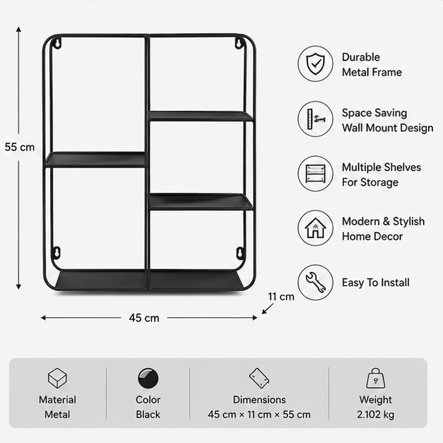 Black Metal Wall Hanging Stand (YM1023)