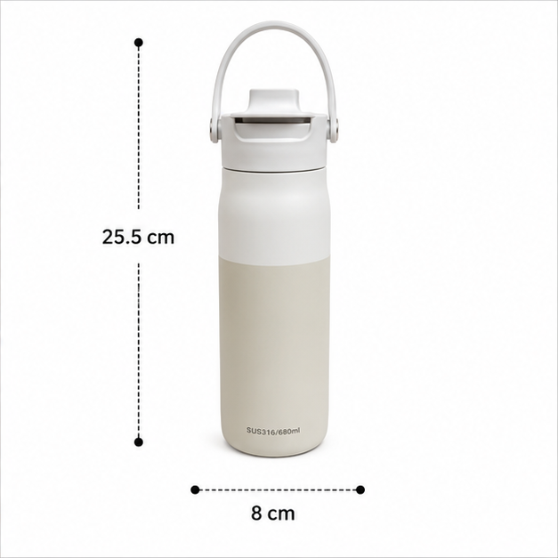 Vacuum Insulated Water Bottle White 680ML (YM2619)