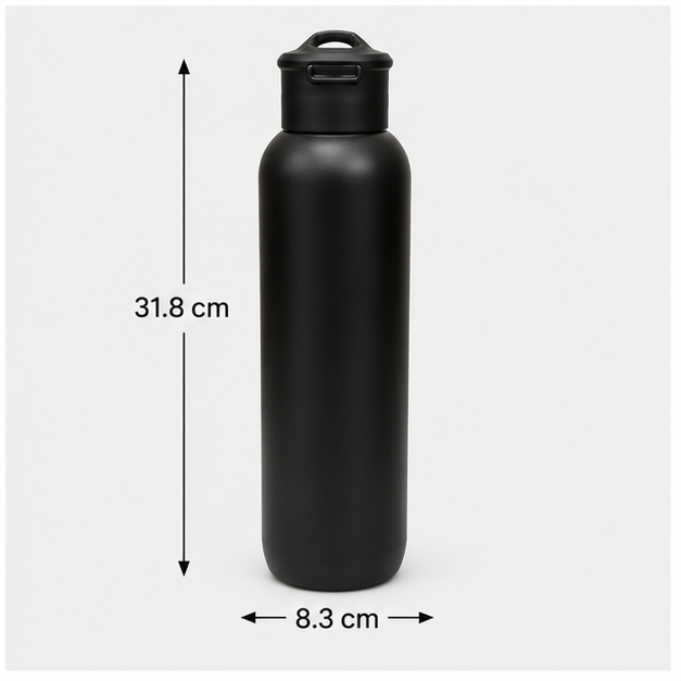 Black Stainless Steel Water Bottle for Daily Hydration (YM2617)