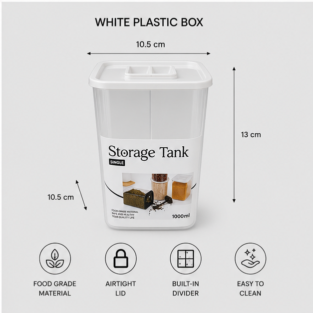 White Plastic Storage Box with Lid (YM288)