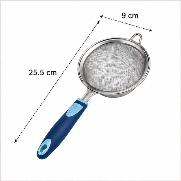 Stainless Steel Blue Handle Kitchen Strainer (YM092)