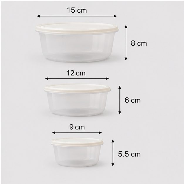 Plastic Storage Container Set of 3 Cream (YM2727)