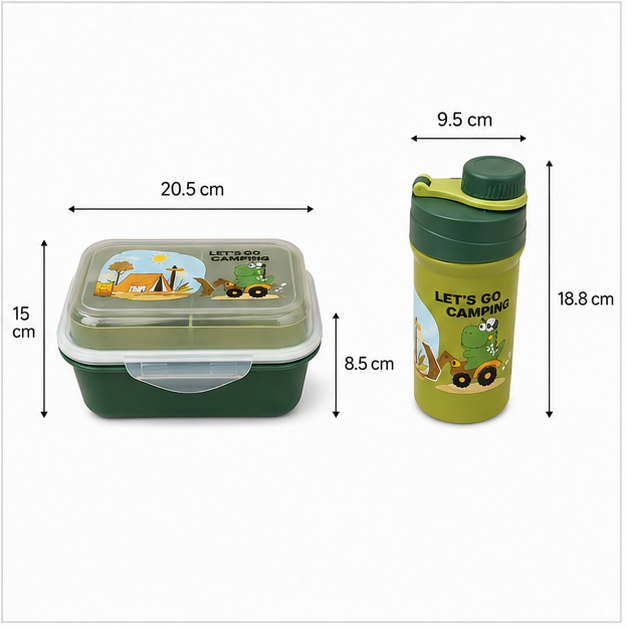 Green Kids Lunch Box and Water Bottle Set (YM2479)