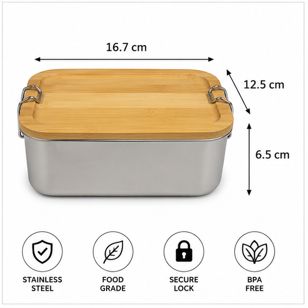 Stainless Steel Food Storage Container with Wooden Lid (YM2145)