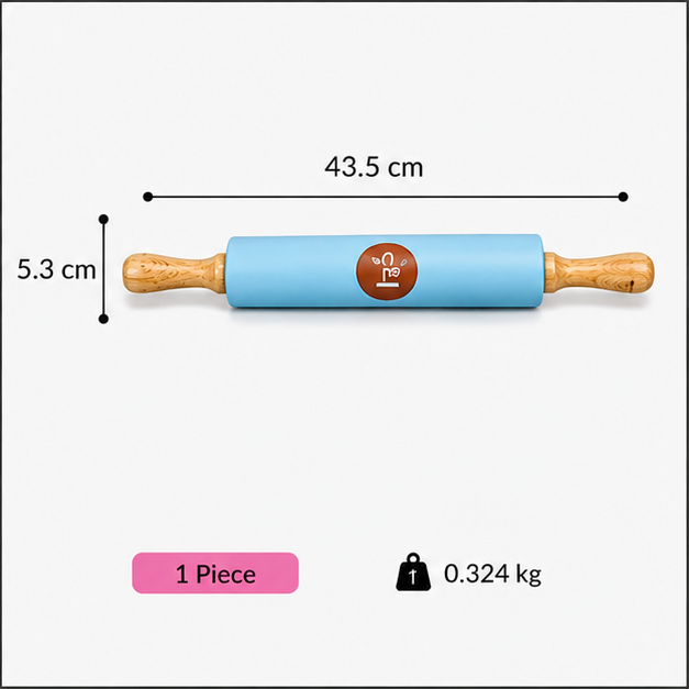 Classic Wooden Rolling Pin – Blue (YM2002)