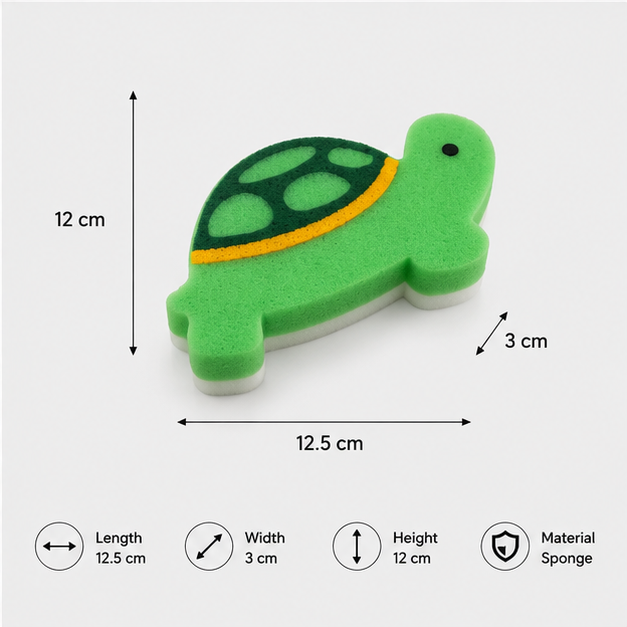 Bath Scrub Turtle Green – Soft Bath Sponge Scrubber (YM732)