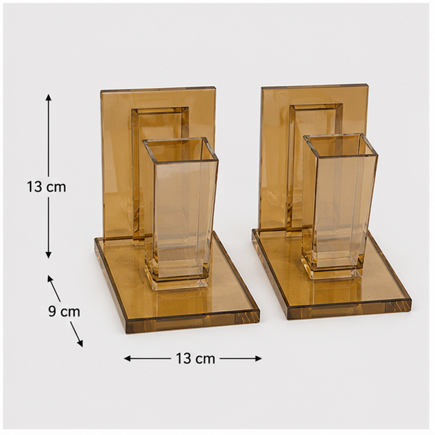 Amber Geometric Glass Bookends Set of 2 (YM2269)