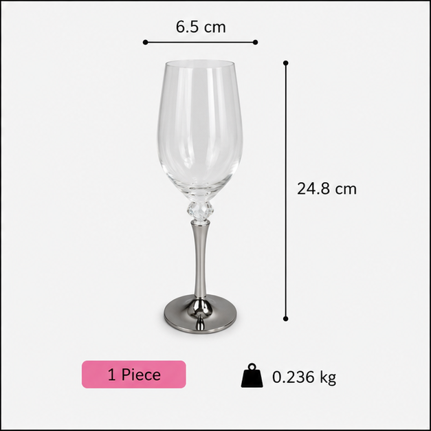 Luxury Wine Glass with Crystal Stem & Silver Base (YM2279)
