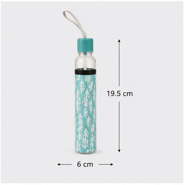 Blue Floral Glass Water Bottle for Daily Hydration (YM1982)