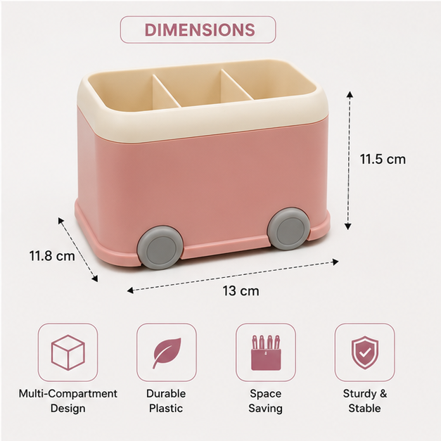 Pink Multi-Compartment Desk Pen Holder Organizer (YM801)